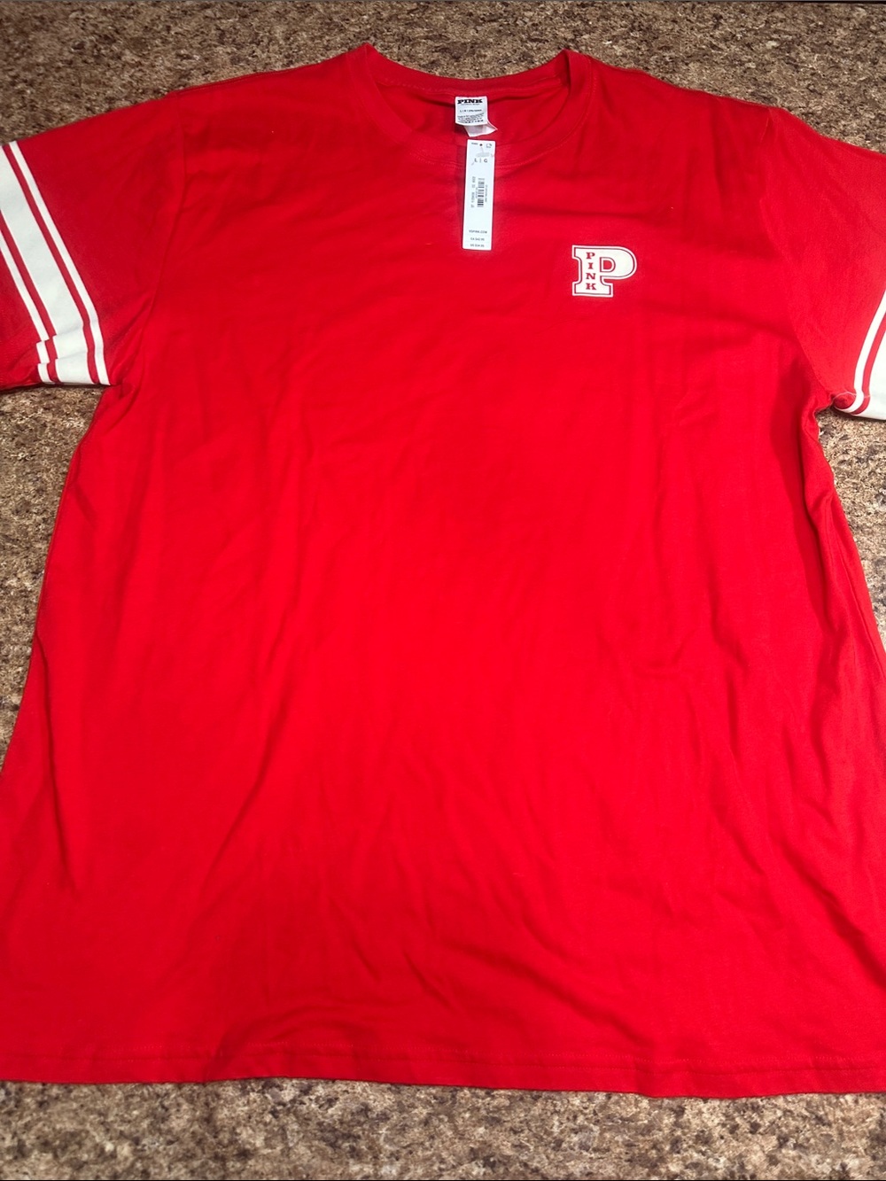 NWT PINK Victoria Secret Red Campus Tee Tshirt Large
